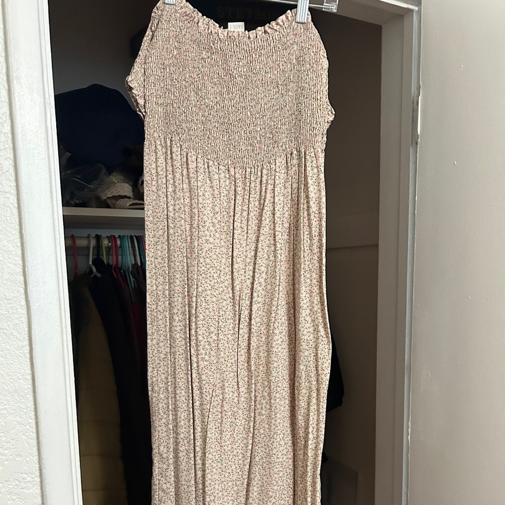J.O.A. Pink Floral Smocked Maxi Dress